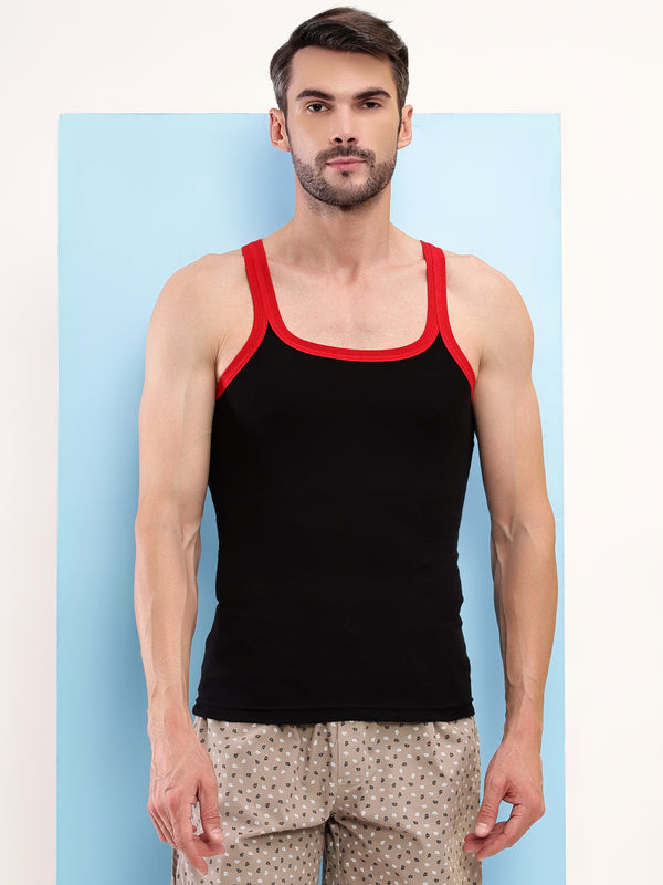 T.T. Men|Desire Premium|Pure Cotton|Rib Gym Vest|Breathable, Soft & Stretchable Innerwear For Men | Gym, Sports & Daily Wear|Pack Of 2|Black,Navy