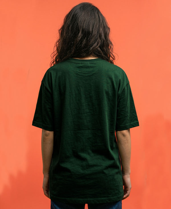 T.T. Women Oversized Fit Cotton Round Neck Tees Green