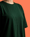 T.T. Women Oversized Fit Cotton Round Neck Tees Green