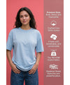 T.T. Women Oversized Fit Cotton Round Neck Tees Blue
