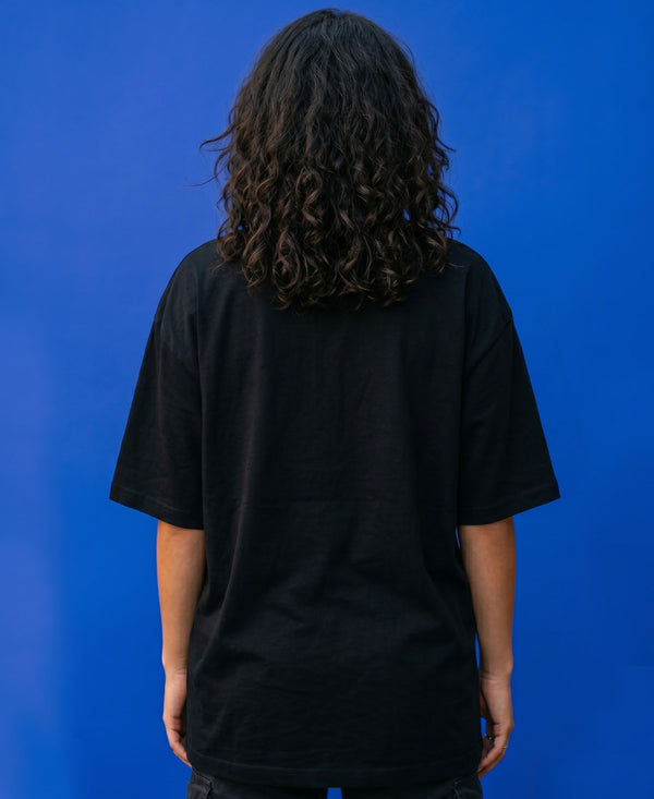T.T. Women Oversized Fit Cotton Round Neck Tees Black