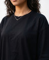 T.T. Women Oversized Fit Cotton Round Neck Tees Black