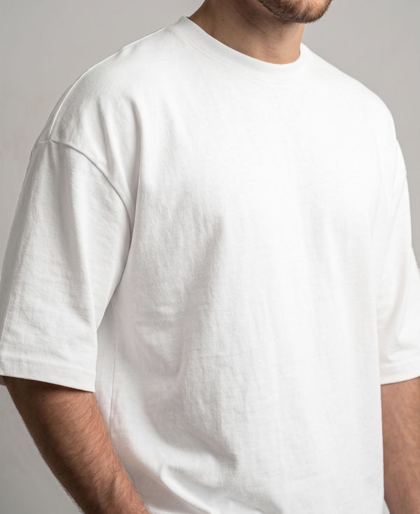 T.T. Men Oversized Fit Cotton Round Neck Tees White