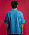 T.T. Men Oversized Fit Cotton Round Neck Tees Teal Blue