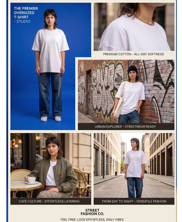 T.T. Women Oversized Fit Cotton Round Neck Tees White