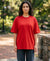 T.T. Women Oversized Fit Cotton Round Neck Tees Red