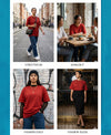 T.T. Women Oversized Fit Cotton Round Neck Tees Red