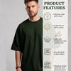 T.T. Men Oversized Fit Cotton Round Neck Tees Green