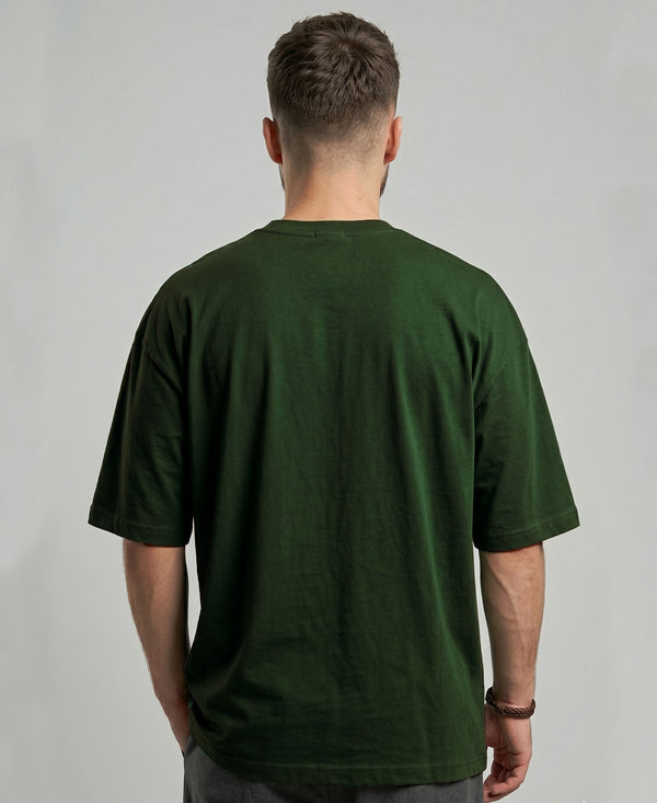 T.T. Men Oversized Fit Cotton Round Neck Tees Green