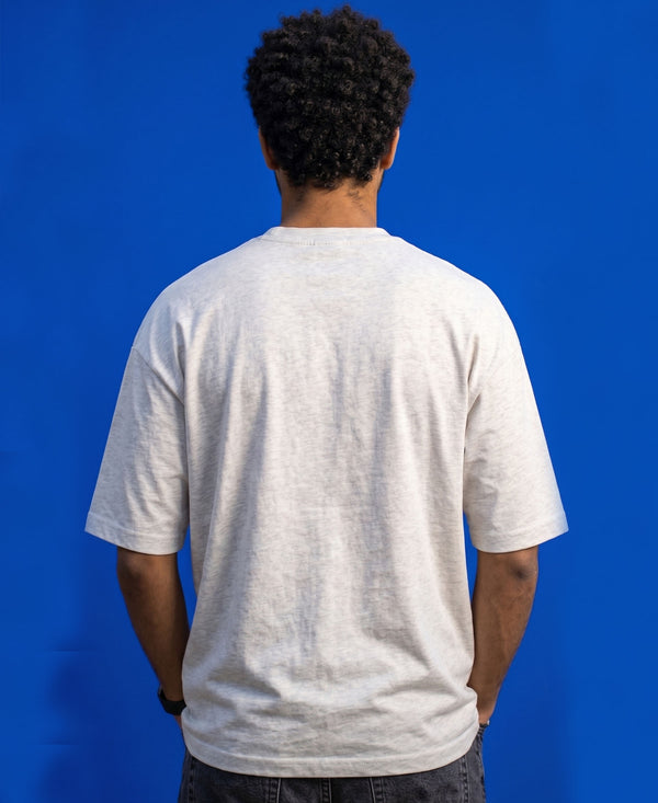 T.T. Men Oversized Fit Cotton Round Neck Tees Grey Melange