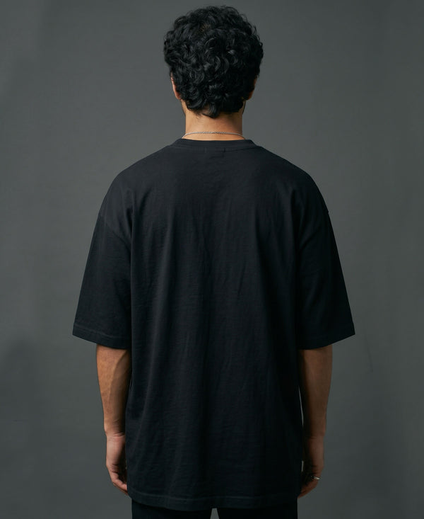 T.T. Men Oversized Fit Cotton Round Neck Tees Black