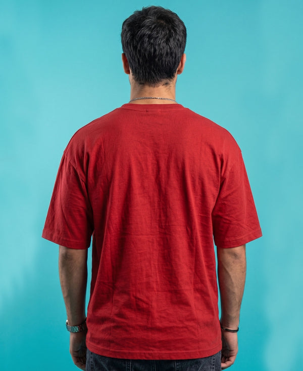 T.T. Men Oversized Fit Cotton Round Neck Tees Red