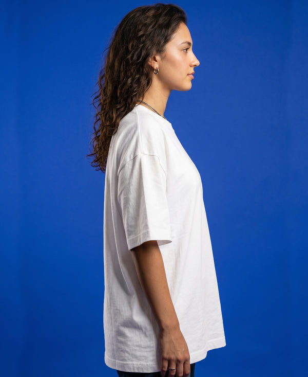 T.T. Women Oversized Fit Cotton Round Neck Tees White