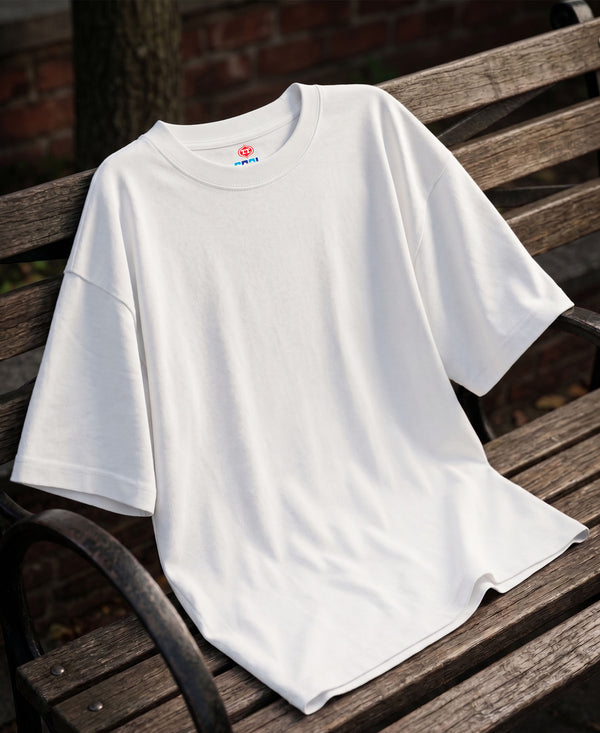 T.T. Women Oversized Fit Cotton Round Neck Tees White
