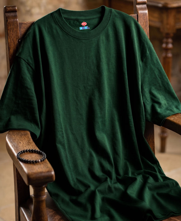 T.T. Women Oversized Fit Cotton Round Neck Tees Green