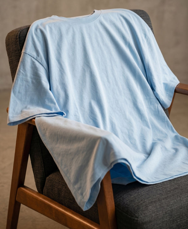 T.T. Women Oversized Fit Cotton Round Neck Tees Blue