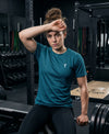 T.T. Women Dri-Fit Polyester Dot- Knit Fabric Round Neck Tees Teal