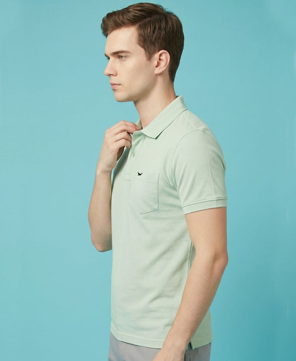 Hiflyers Men'S|Cotton Blend Pique Polo T-Shirt With Chest Pocket|Regular Fit Half Sleeve|Comfortable Smart Casual Wear|Pastel Green