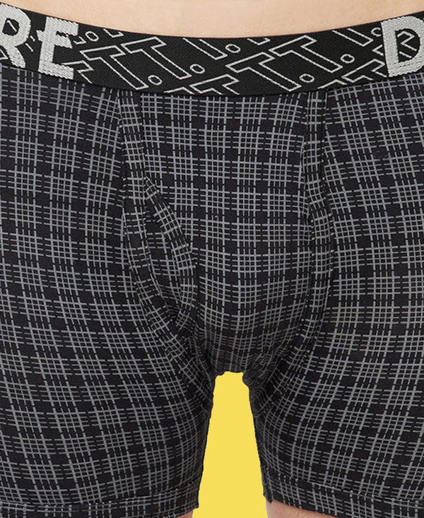 T.T. Mens Desire Printed Long Top Elastic TrunkPack Of 2 Black-Maroon