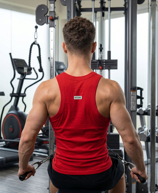 T.T. Men|Desire Premium Gym Vest|Pure Cotton|Rib Fabric|Moisture-Wicking, Breathable & Stretchable Sleeveless Undershirt| Ideal For Gym, Sports & Daily Wear|Pack Of 1|Red