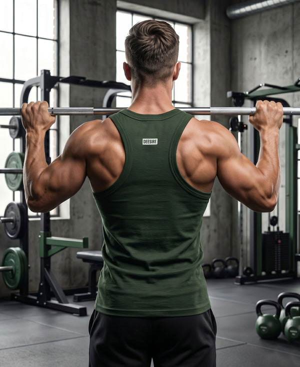 T.T. Men|Desire Premium Gym Vest|Pure Cotton|Rib Fabric|Moisture-Wicking, Breathable & Stretchable Sleeveless Undershirt| Ideal For Gym, Sports & Daily Wear|Pack Of 1|GreeN
