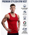 T.T. Men|Desire Premium Gym Vest|Pure Cotton|Rib Fabric|Moisture-Wicking, Breathable & Stretchable Sleeveless Undershirt| Ideal For Gym, Sports & Daily Wear|Pack Of 2|Green,Red
