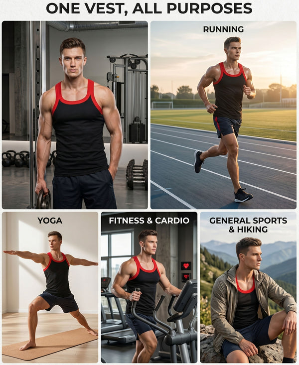 T.T. Men|Titanic Premium Gym Vest|Pure Cotton|Rib Fabric|Moisture-Wicking, Breathable & Stretchable Sleeveless Undershirt| Ideal For Gym, Sports & Daily Wear|Pack Of 2|Black,Navy