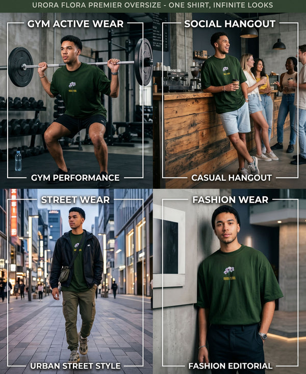 T.T. Men|Oversized Printed T-Shirt|Round Neck|Soft Breathable Cotton Fabric | Street , Casual & Outdoor Wear Tees|Big Print|Green