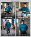 T.T. Men|Oversized Printed T-Shirt|Round Neck|Soft Breathable Cotton Fabric | Street , Casual & Outdoor Wear Tees|Big Print|Teal Blue