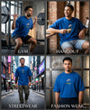 T.T. Men|Oversized Printed T-Shirt|Round Neck|Soft Breathable Cotton Fabric | Street , Casual & Outdoor Wear Tees|Big Print|Royal Blue