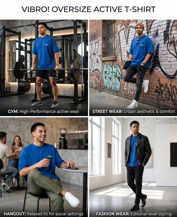 T.T. Men|Oversized Printed T-Shirt|Round Neck|Soft Breathable Cotton Fabric | Street , Casual & Outdoor Wear Tees|Big Print|Royal Blue