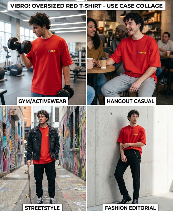 T.T. Men|Oversized Printed T-Shirt|Round Neck|Soft Breathable Cotton Fabric | Street , Casual & Outdoor Wear Tees|Big Print|Red