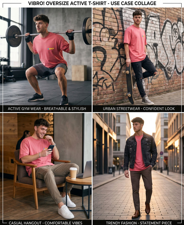 T.T. Men|Oversized Printed T-Shirt|Round Neck|Soft Breathable Cotton Fabric | Street , Casual & Outdoor Wear Tees|Big Print|Pink