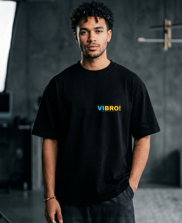 T.T. Men|Oversized Printed T-Shirt|Round Neck|Soft Breathable Cotton Fabric | Street , Casual & Outdoor Wear Tees|Big Print|Black