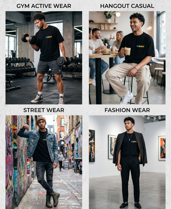 T.T. Men|Oversized Printed T-Shirt|Round Neck|Soft Breathable Cotton Fabric | Street , Casual & Outdoor Wear Tees|Big Print|Black