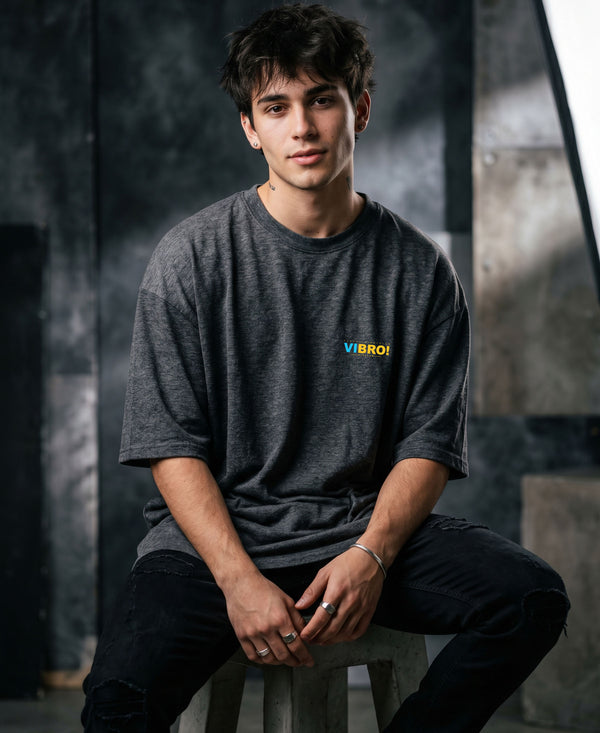 T.T. Men|Oversized Printed T-Shirt|Round Neck|Soft Breathable Cotton Fabric | Street , Casual & Outdoor Wear Tees|Big Print|Anthra Melange