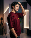 T.T. Men|Oversized Printed T-Shirt|Round Neck|Soft Breathable Cotton Fabric | Street , Casual & Outdoor Wear Tees|Big Print|Maroon