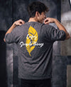 T.T. Men|Oversized Printed T-Shirt|Round Neck|Soft Breathable Cotton Fabric | Street , Casual & Outdoor Wear Tees|Big Print|Anthra Melange