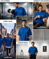 T.T. Men|Oversized Printed T-Shirt|Round Neck|Soft Breathable Cotton Fabric | Street , Casual & Outdoor Wear Tees|Big Print|Royal Blue