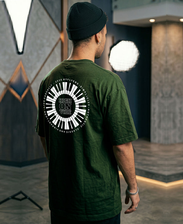 T.T. Men|Oversized Printed T-Shirt|Round Neck|Soft Breathable Cotton Fabric | Street , Casual & Outdoor Wear Tees|Big Print|Green