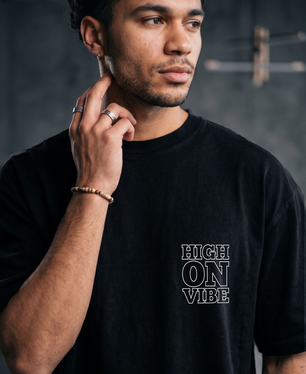 T.T. Men|Oversized Printed T-Shirt|Round Neck|Soft Breathable Cotton Fabric | Street , Casual & Outdoor Wear Tees|Big Print|Black
