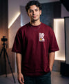 T.T. Men|Oversized Printed T-Shirt|Round Neck|Soft Breathable Cotton Fabric | Street , Casual & Outdoor Wear Tees|Big Print|Maroon