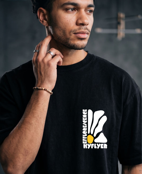 T.T. Men|Oversized Printed T-Shirt|Round Neck|Soft Breathable Cotton Fabric | Street , Casual & Outdoor Wear Tees|Big Print|Black