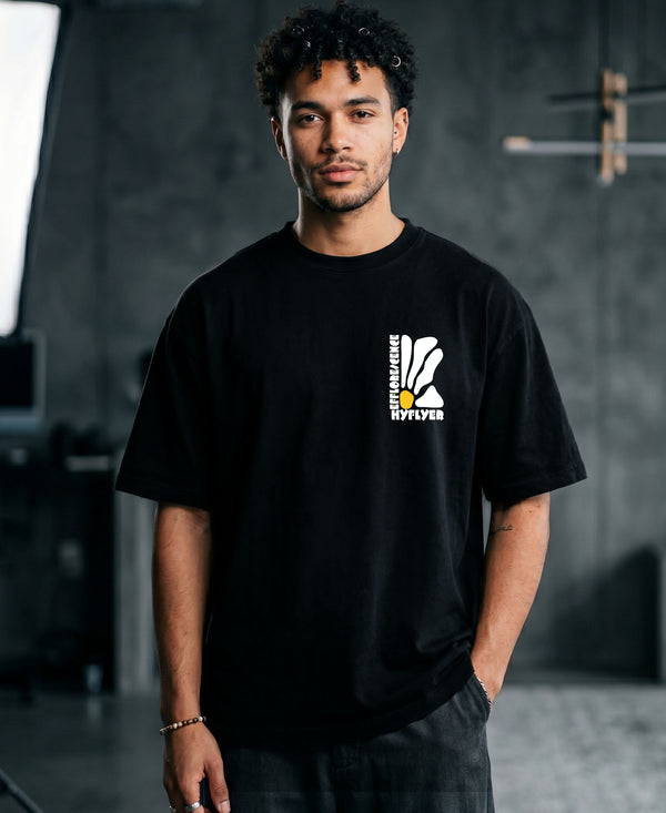 T.T. Men|Oversized Printed T-Shirt|Round Neck|Soft Breathable Cotton Fabric | Street , Casual & Outdoor Wear Tees|Big Print|Black