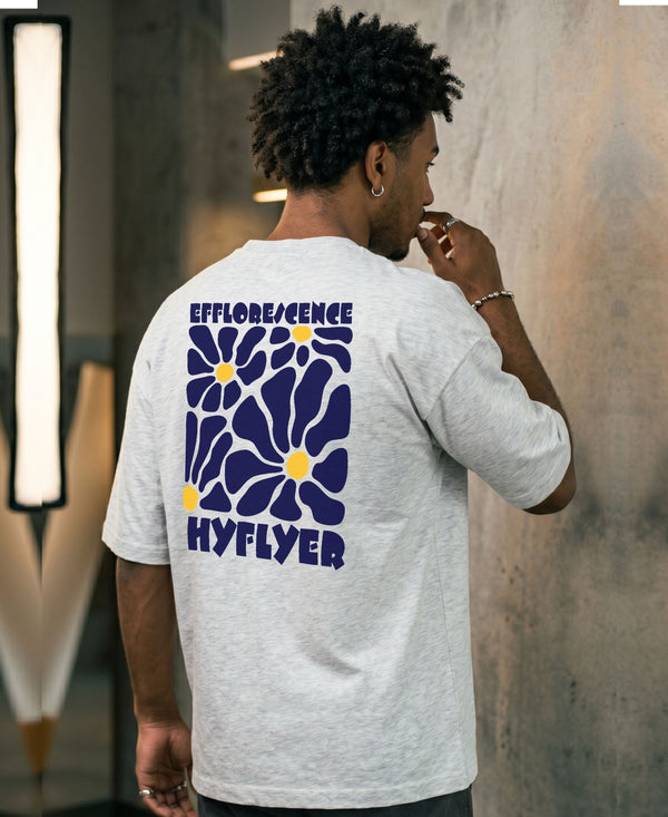 T.T. Men|Oversized Printed T-Shirt|Round Neck|Soft Breathable Cotton Fabric | Street , Casual & Outdoor Wear Tees|Big Print|Grey Melange