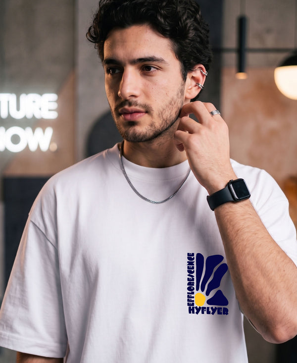 T.T. Men|Oversized Printed T-Shirt|Round Neck|Soft Breathable Cotton Fabric | Street , Casual & Outdoor Wear Tees|Big Print|White
