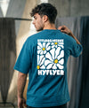 T.T. Men|Oversized Printed T-Shirt|Round Neck|Soft Breathable Cotton Fabric | Street , Casual & Outdoor Wear Tees|Big Print|Teal Blue