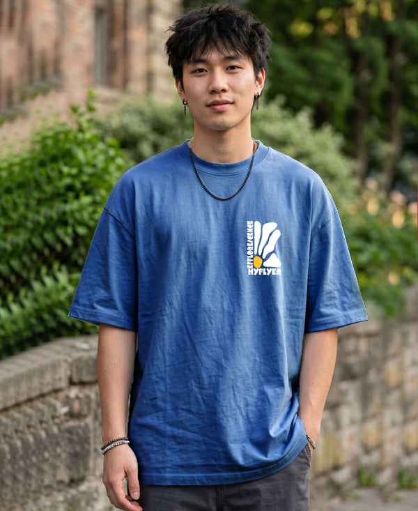 T.T. Men|Oversized Printed T-Shirt|Round Neck|Soft Breathable Cotton Fabric | Street , Casual & Outdoor Wear Tees|Big Print|Sky Blue