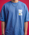 T.T. Men|Oversized Printed T-Shirt|Round Neck|Soft Breathable Cotton Fabric | Street , Casual & Outdoor Wear Tees|Big Print|Sky Blue