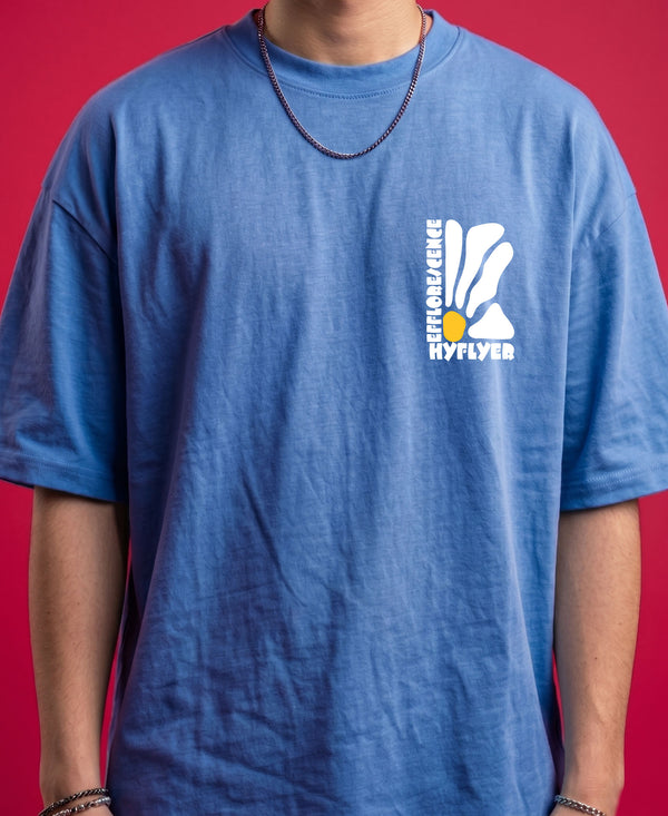 T.T. Men|Oversized Printed T-Shirt|Round Neck|Soft Breathable Cotton Fabric | Street , Casual & Outdoor Wear Tees|Big Print|Sky Blue